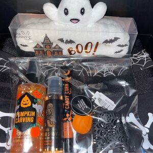 Bath & Body Works halloween candy corn lip gloss, spa headband & sanitizer set